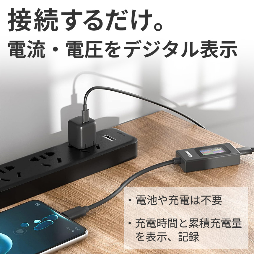 Type-C 電流 電圧 チェッカー 195W 6.5A 対応 USB PD 急速充電 測定器