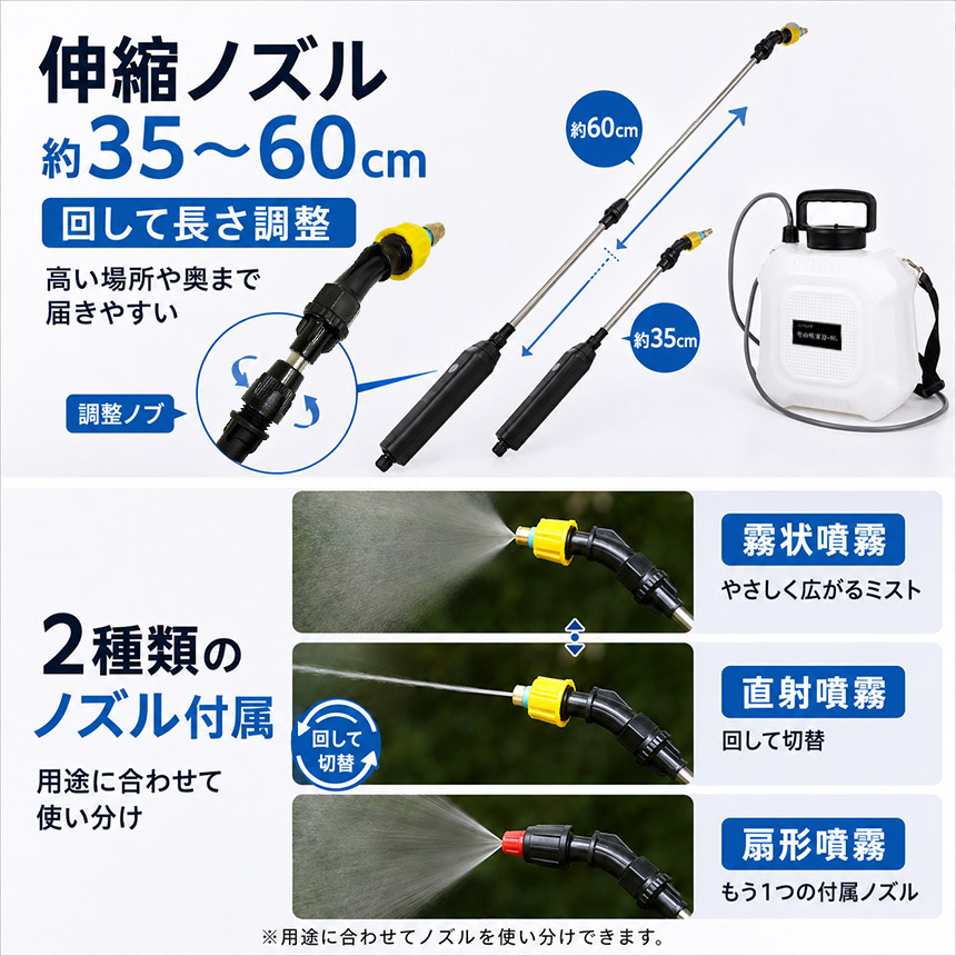 電動噴霧器 充電式 噴霧器 Type-Cケーブル付属 2段階 噴霧 弱強切替 90