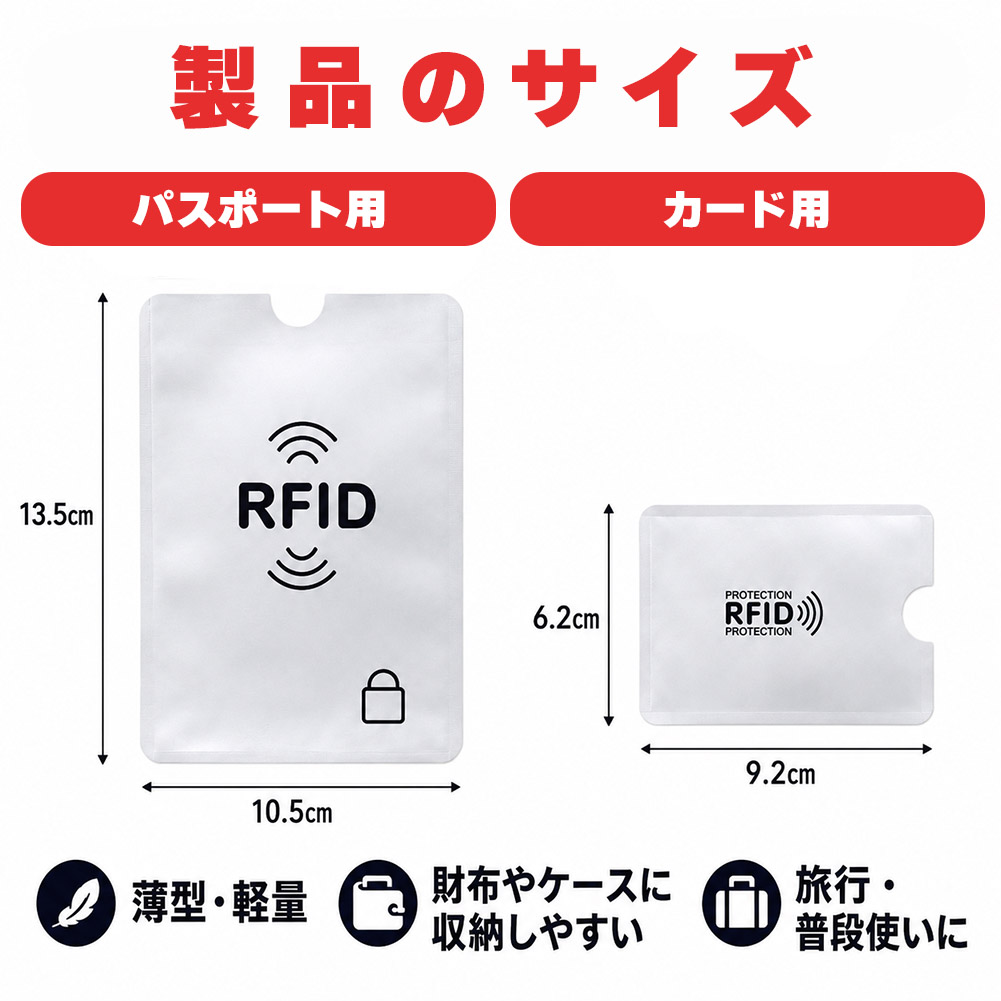 RFIDスキミング防止セット パスポート用1枚 カード用5枚 スキミング