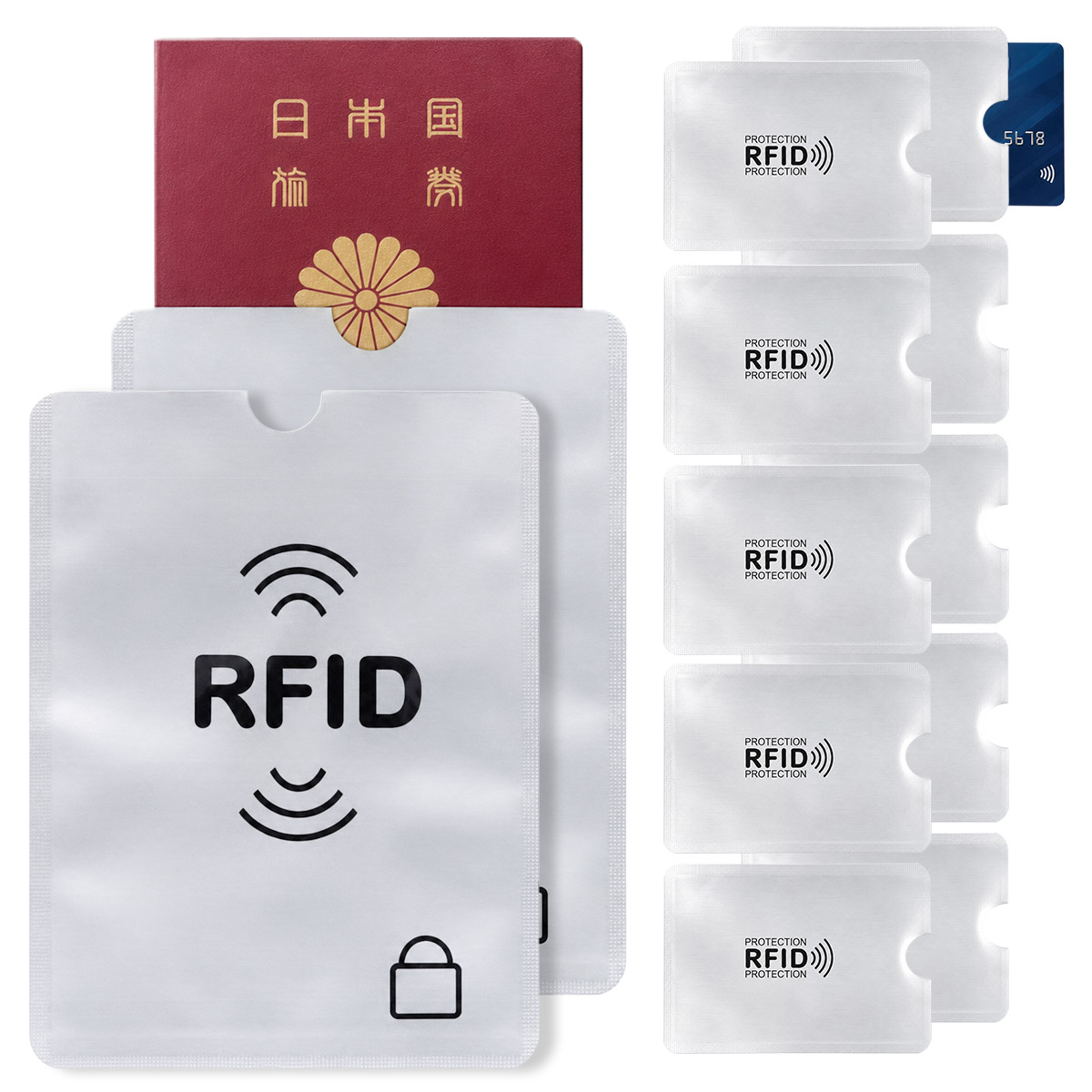 2セット分 RFIDスキミング防止セット パスポート用1枚 カード用5枚