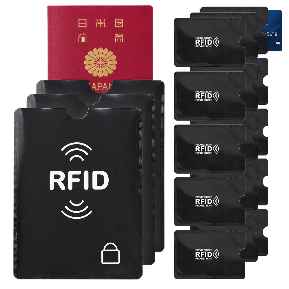 3セット分 RFIDスキミング防止セット パスポート用1枚 カード用5枚