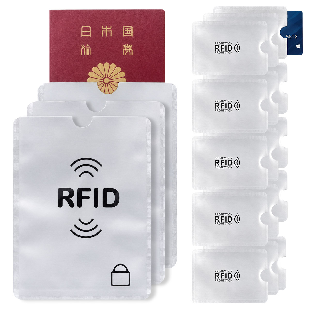 3セット分 RFIDスキミング防止セット パスポート用1枚 カード用5枚