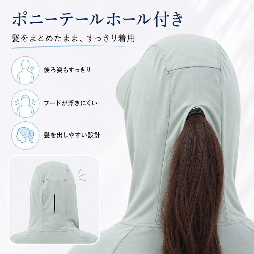 UVカット パーカー フード付き フェイスマスク ネックガード 冷感