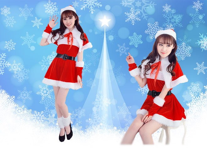 クリスマスコスチュームサンタクロースお嬢様系、豪華6点セット 