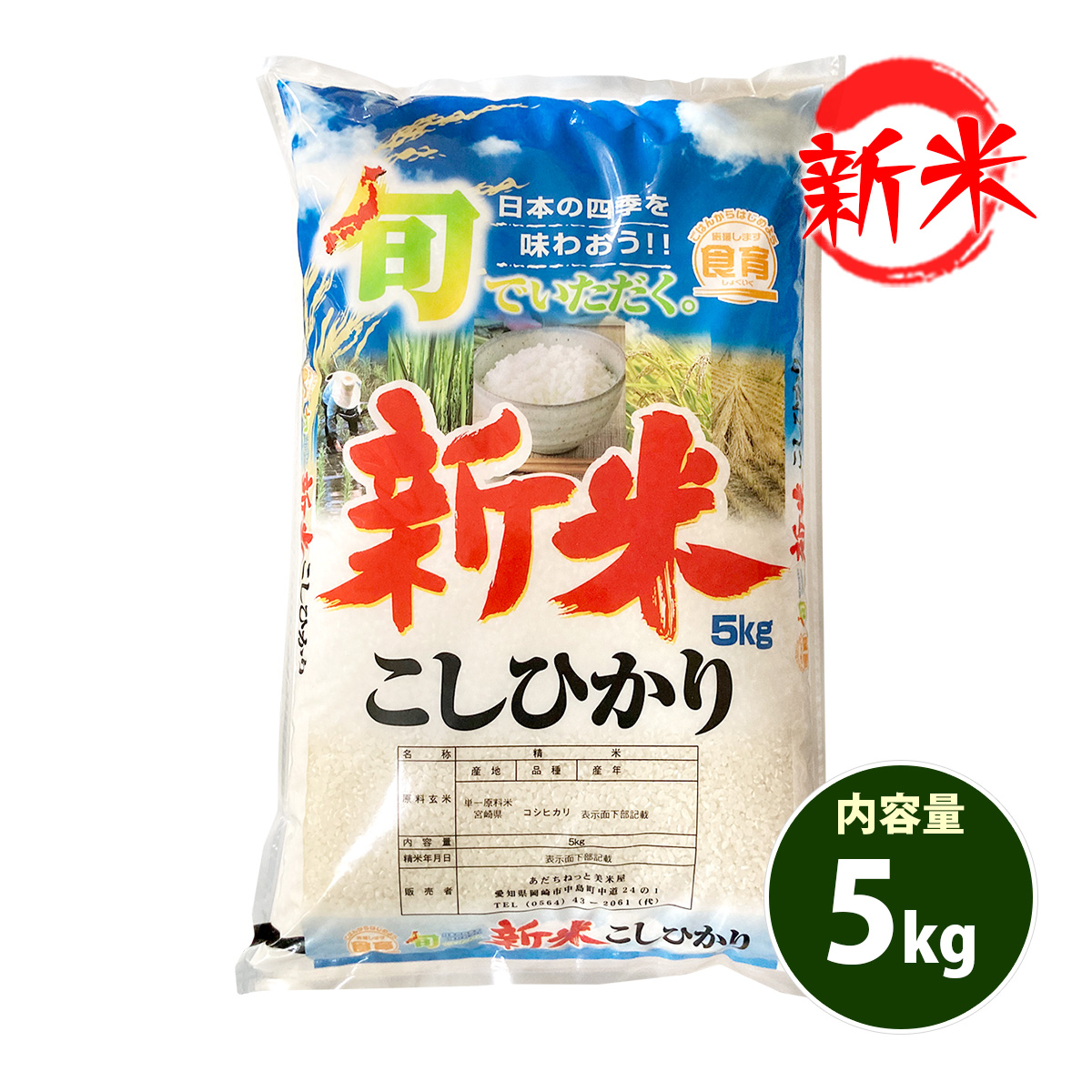 新米 お米 5kg 送料無料 白米 コシヒカリ 宮崎県産 令和6年産 お米 5キロ あす着く食品