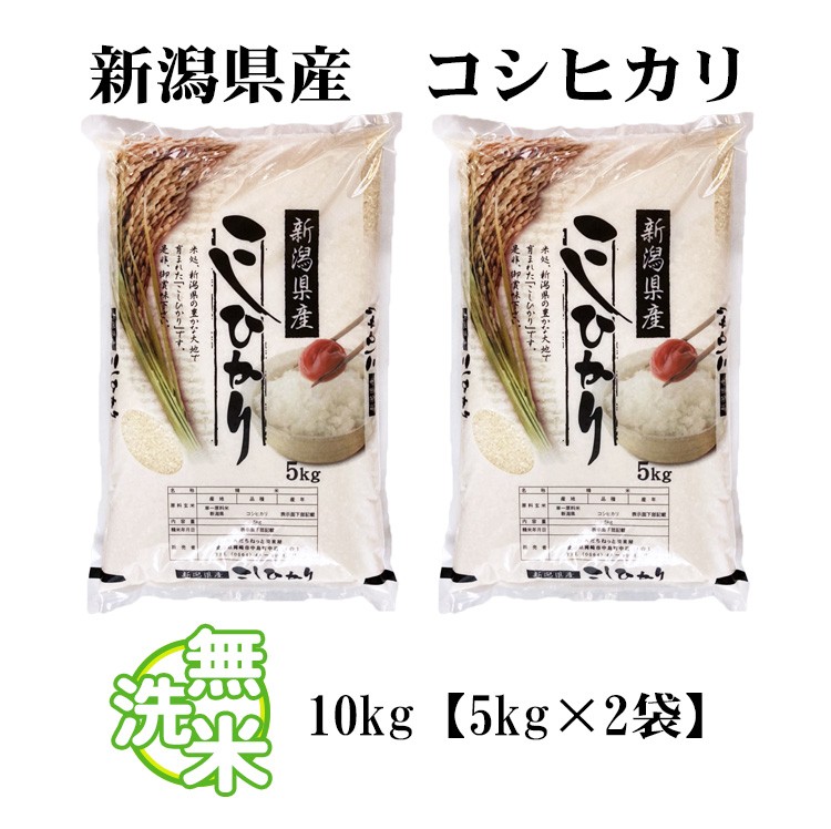 新米 無洗米 10kg 送料無料 コシヒカリ 5kg×2袋 新潟県産 令和5年産 米