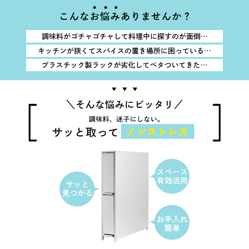 足立製作所 調味料ラック 3段 コンロサイド スパイスステーション