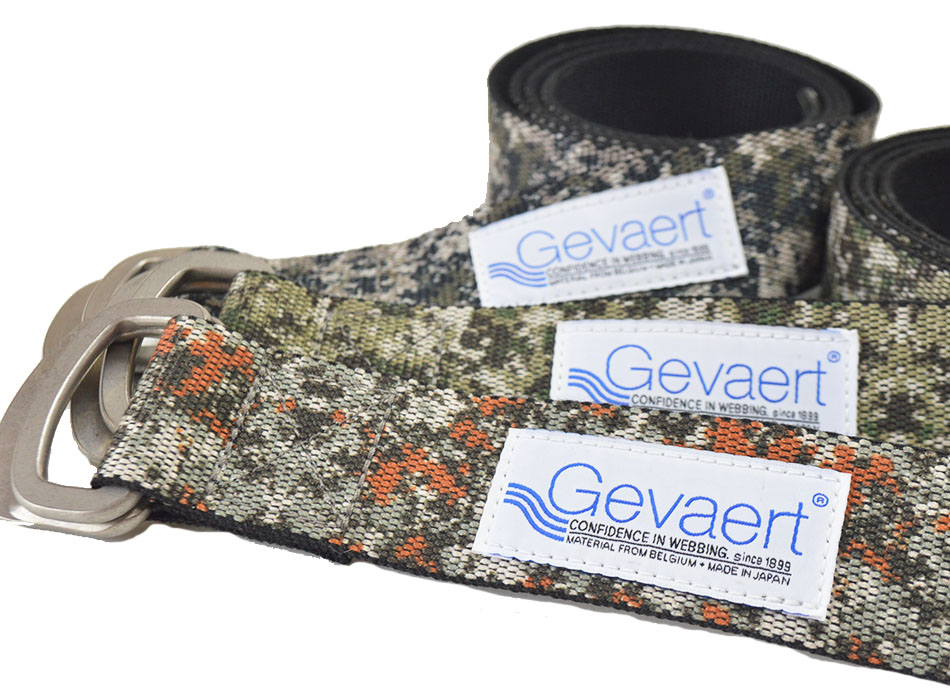日本製 GEVAERT フレックターン 迷彩柄 Wリング ベルト メンズ