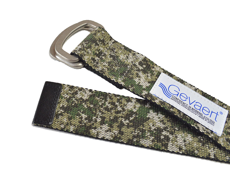 迷彩柄ミリタリージャケット、ズボン、ベルト 日本製 GEVAERT フレックターン 迷彩柄 Wリング ベルト メンズ