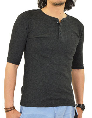 美品　Ron Herman 半袖ヘンリーネックTシャツ　L ホワイト ロンハーマン Ron Herman Tシャツ 半袖 ヘンリーネック シルク混