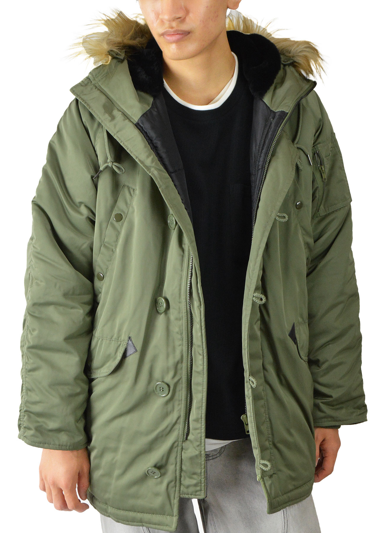 N-3B コート メンズ 撥水 中綿コート 中綿ジャケット ロング丈