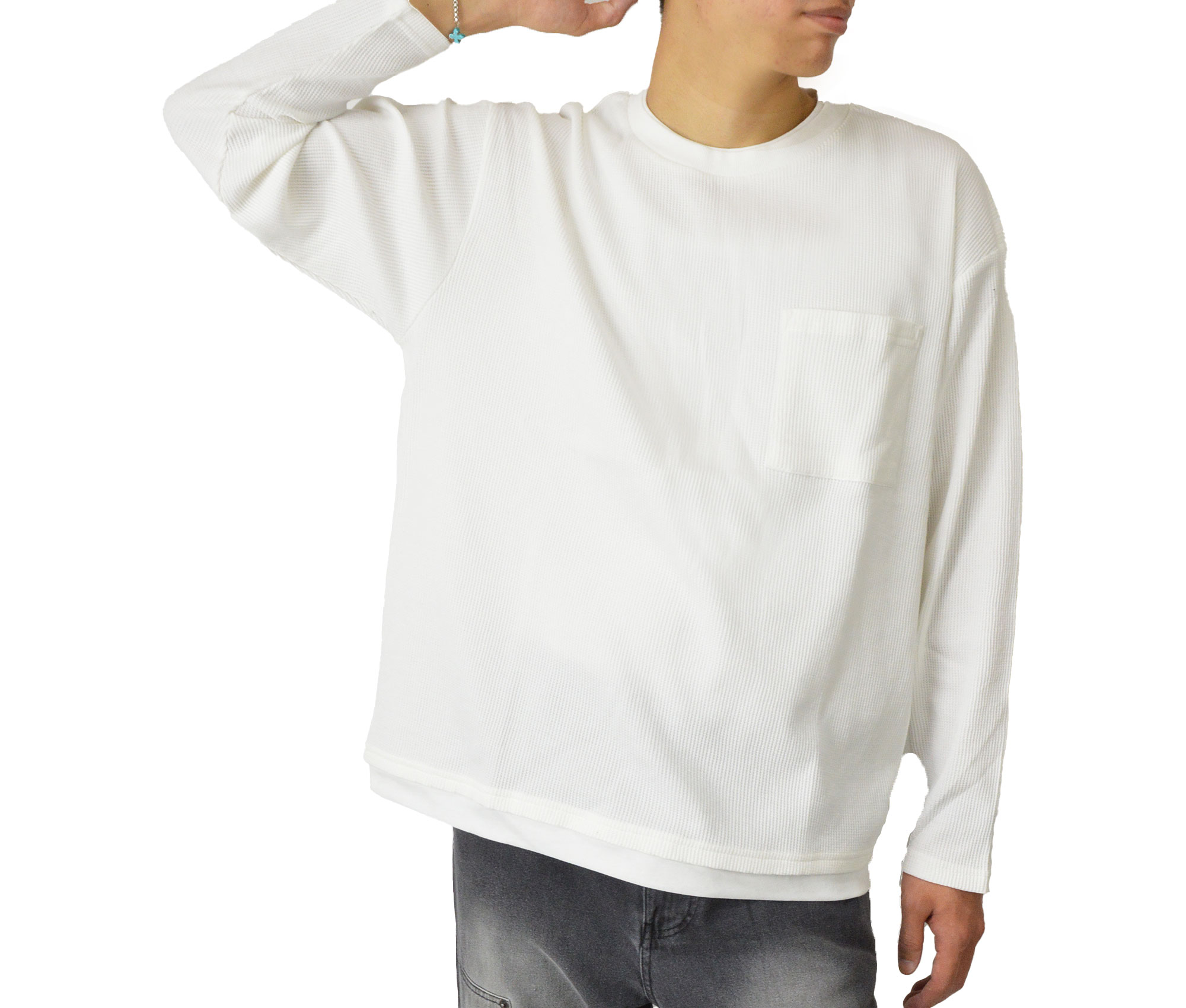 Tシャツ メンズ 長袖 無地 選べる ヘンリーネック/クルーネック ロンT