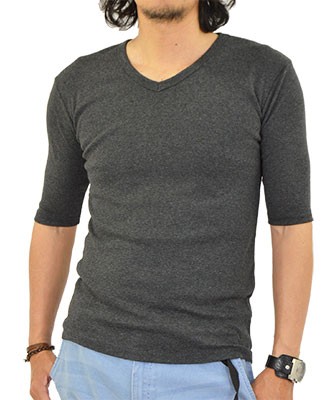 メンズ五分 七分袖tシャツ カットソー 襟首タイプ Vネック Tシャツ カットソー トップス ファッション 通販 Yahoo ショッピング