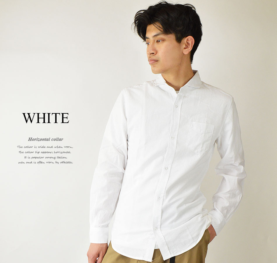 バルバ BARBA ドレスシャツ ホリゾンタルカラー 長袖 M 白 メンズ バルバ BARBA ドレスシャツ ホリゾンタルカラー 長袖 M 白