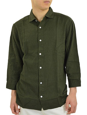 麻シャツ 七分袖シャツ 半袖シャツ メンズ 涼しい 柔らかい フレンチ
