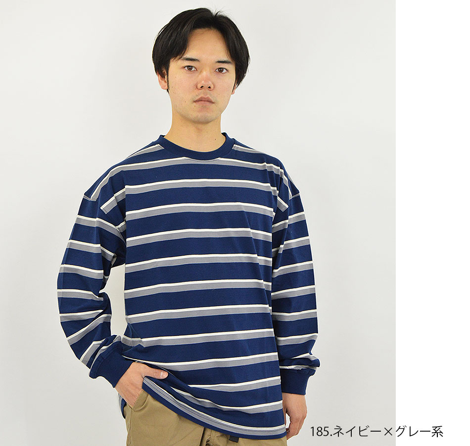 レトロボーダー 長袖Tシャツ 綿100% メンズ ロンT 長袖 丈夫