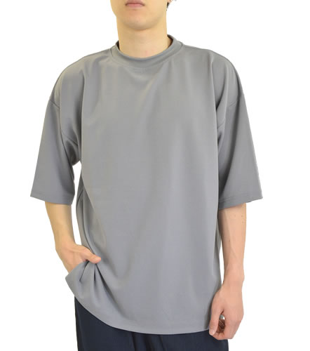 モックネック Tシャツ メンズ 大きいサイズ 夏服 半袖 カットソー 肘丈 5分袖Tシャツ ダボTシャツ ストレッチ ゴルフウェア ビッグTシャツ オーバーサイズ｜adamas｜04