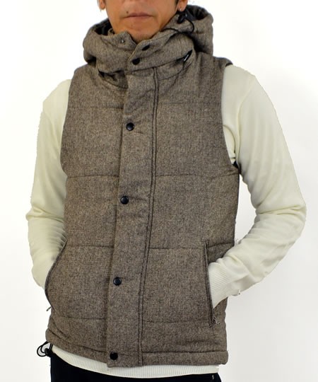 ダウンベスト メンズ 中綿 ツイードベスト 中綿ベスト 防寒ベスト 暖かい 保温 ツイード 生地 ベスト フード取り外しok スタンドカラー フェイク ダウン ベスト Vt328 アダマス ヤフー店 通販 Yahoo ショッピング
