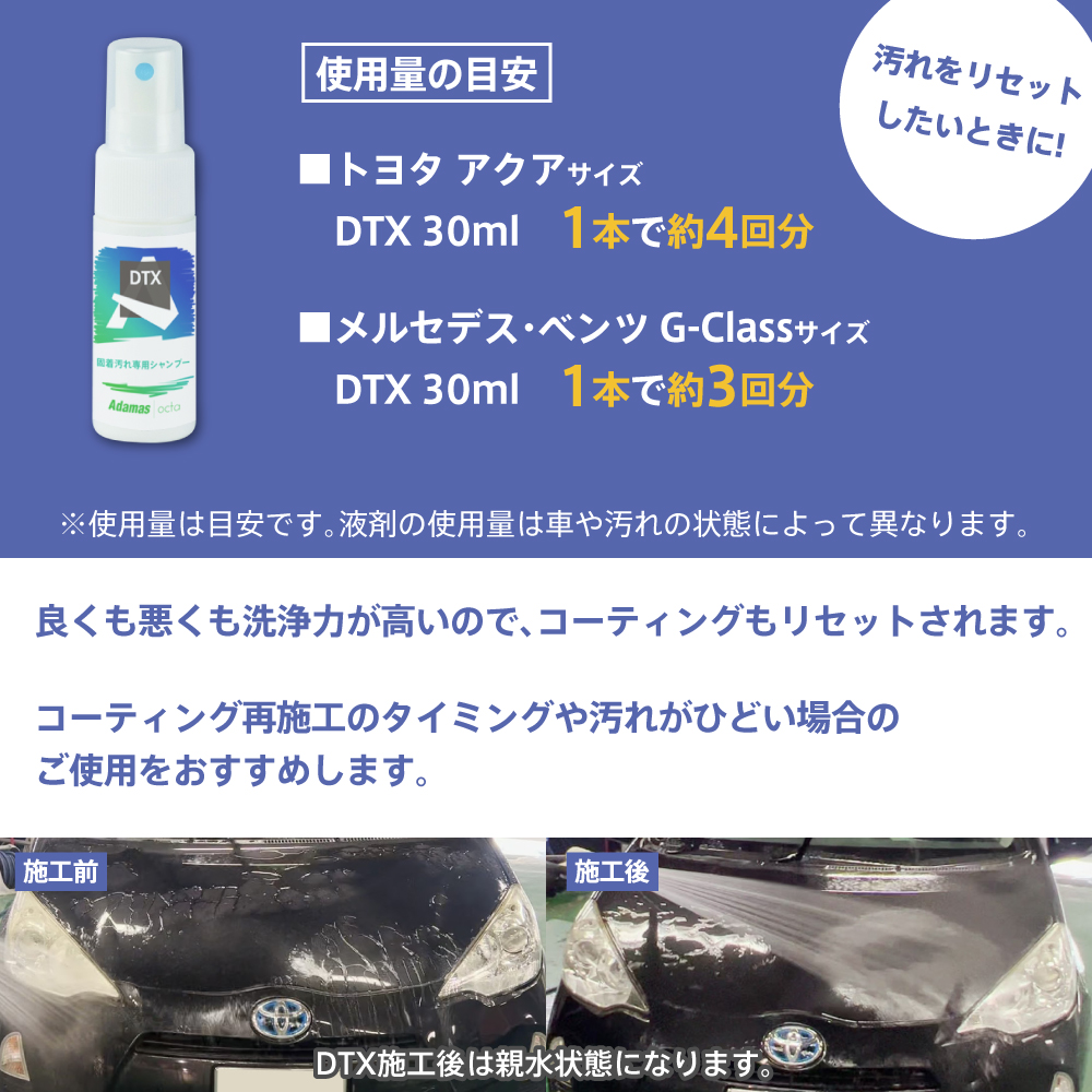 【洗車時のシャンプーを置き換えるだけ】DTX detox 30mlx3本セット｜adamasocta｜06