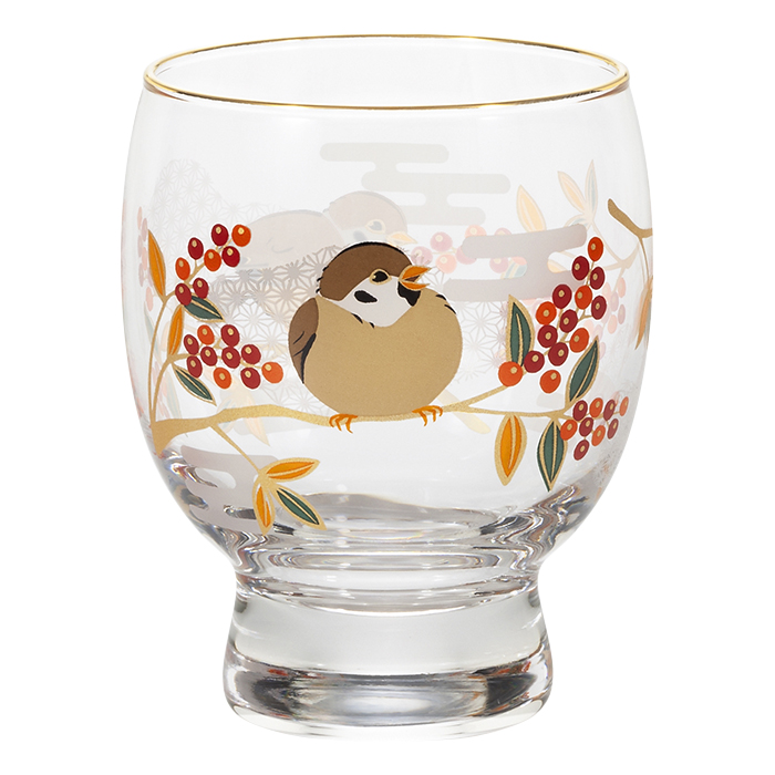 ADERIA おしゃれ 日本酒グラス 145ml PNT 吉祥花鳥 アデリア 日本製