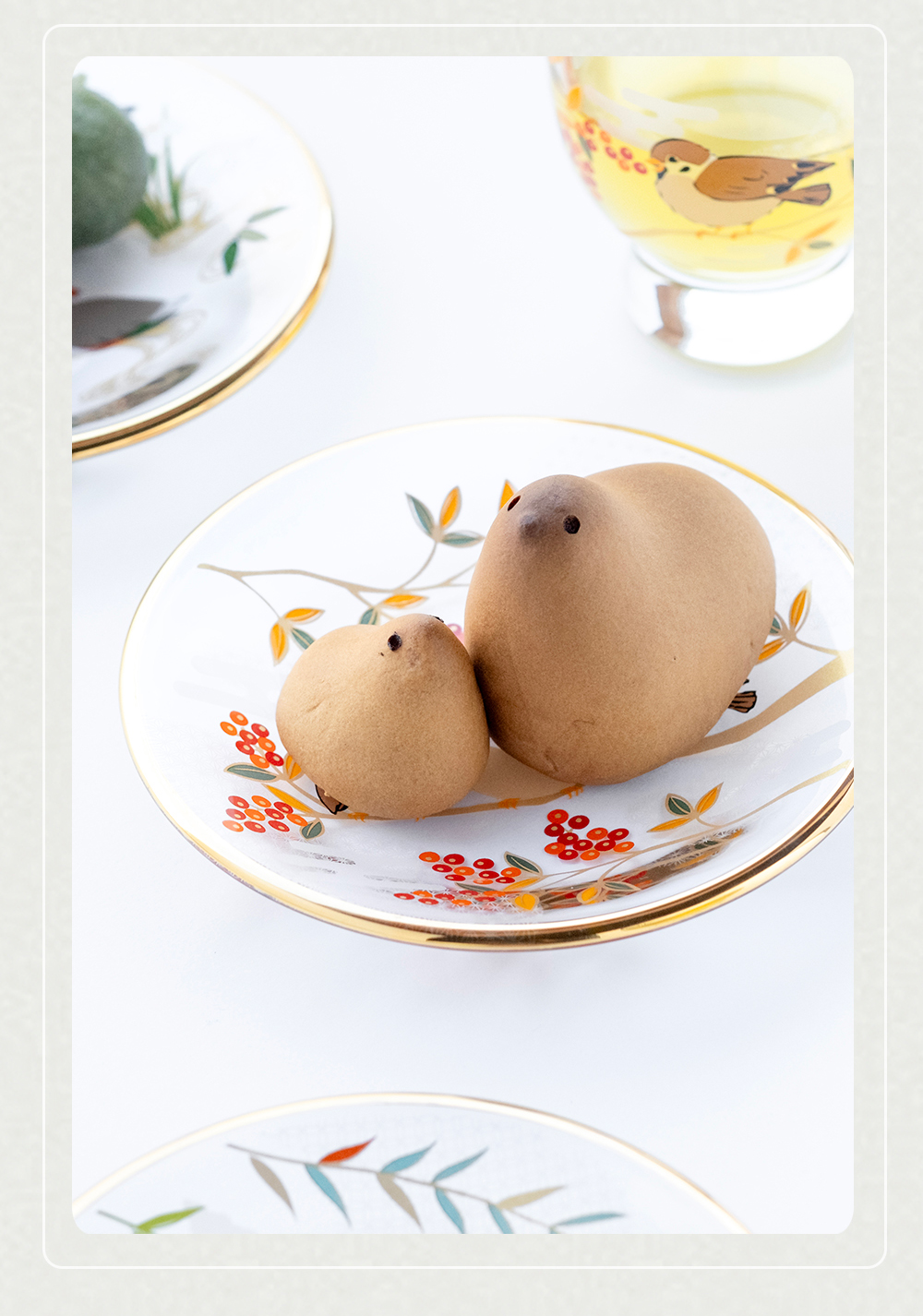 ADERIA おしゃれ 丸皿 ガラスプレート PNT 吉祥花鳥 アデリア 日本製