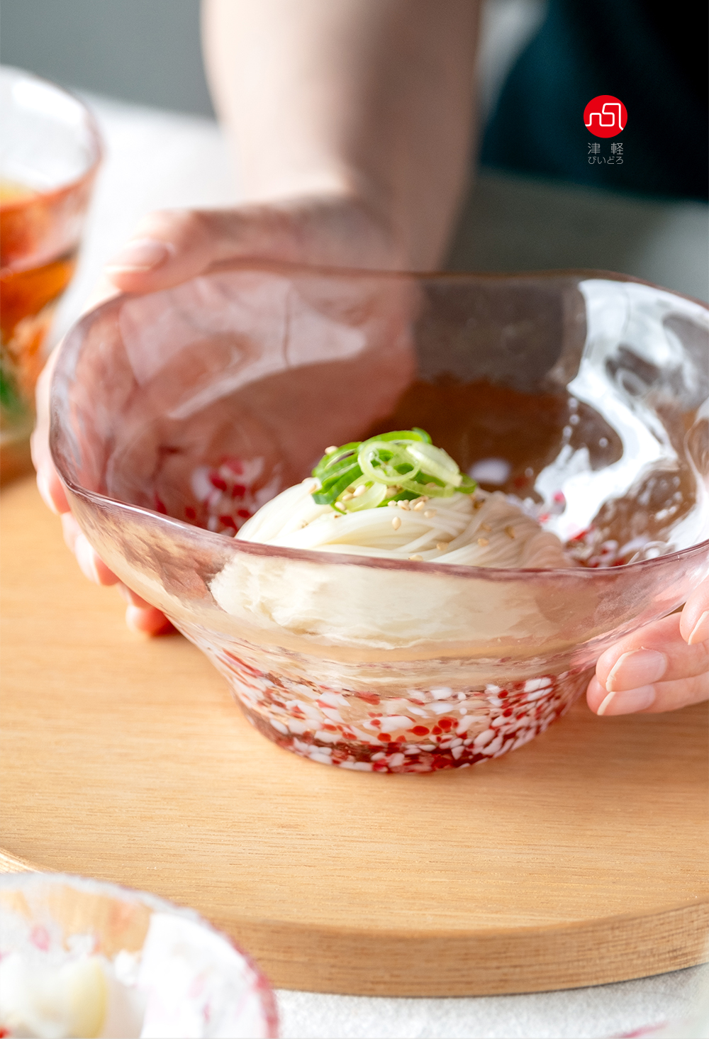 津軽びいどろ おしゃれ ガラスボウル サラダボウル 麺鉢 津軽の花 多様