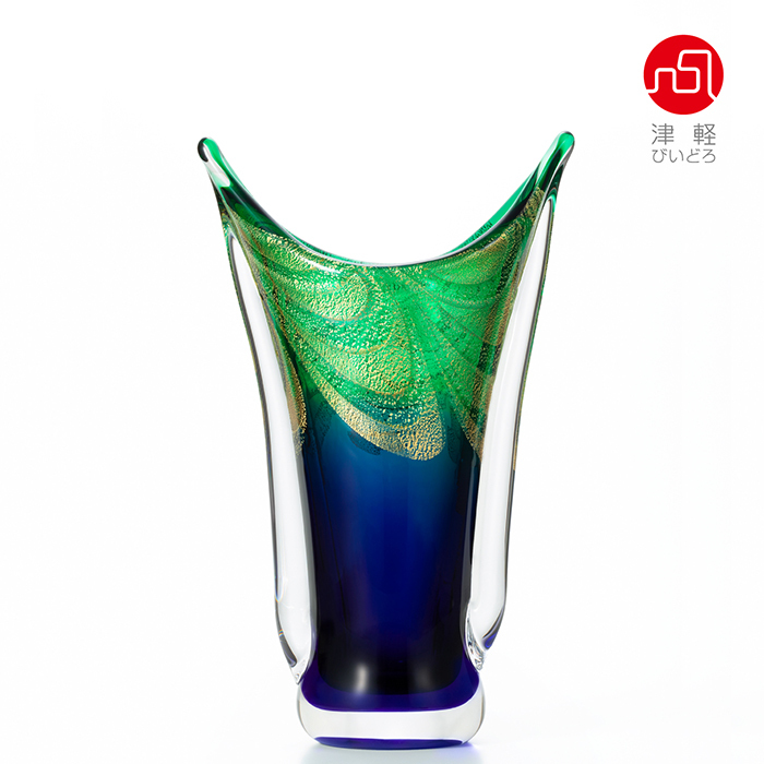 津軽びいどろ 花瓶 三彩ガラス ／ 花器 置物 インテリア アート 津軽びいどろ 花瓶 花びん フラワーベース 花器 おしゃれ ガラス