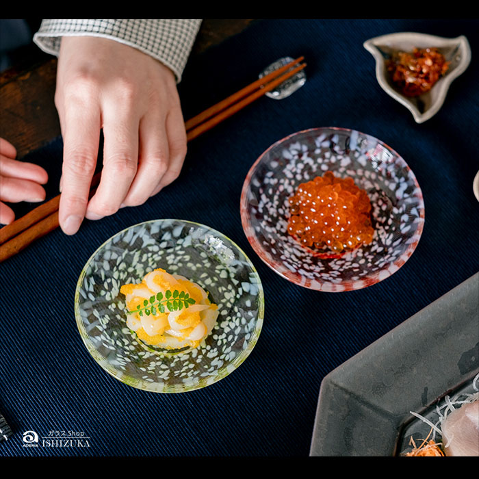 津軽びいどろ　豆皿でセット 津軽びいどろ ガラスプレート 豆皿ギフト ペアセット 津軽自然色りんご