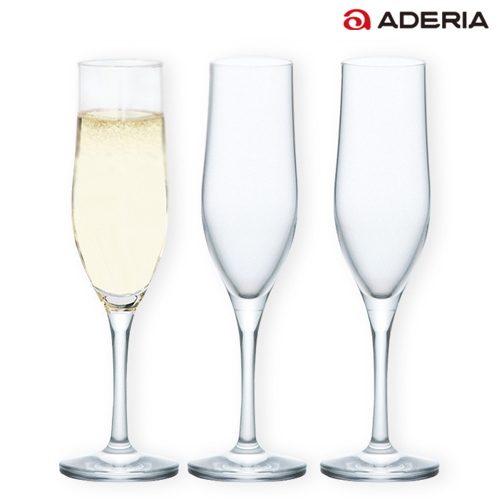 ADERIA おしゃれ シャンパングラス 165ml 3個入 食洗機対応 ステム