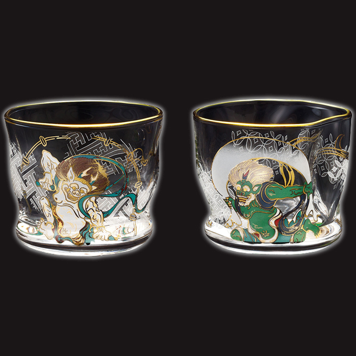 ADERIA おしゃれ 日本酒グラス ペアセット 100ml 風神雷神図