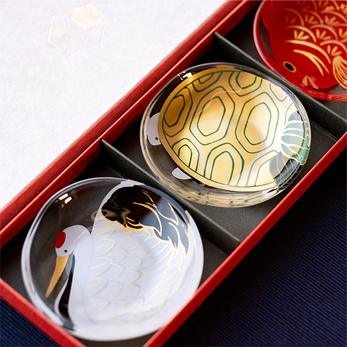 ADERIA 和 おしゃれ ミニプレート セット めでたmono 豆皿 鶴亀鯛