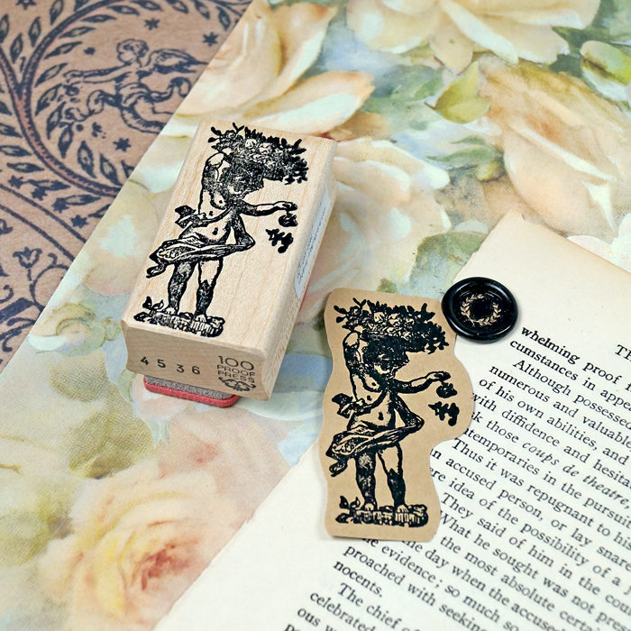 スタンプ 輸入 100 Proof Press #4536 Cherub Scattering Flowers 花を散らす智天使 ラバースタンプ はんこ 天使 おしゃれ |  | 03