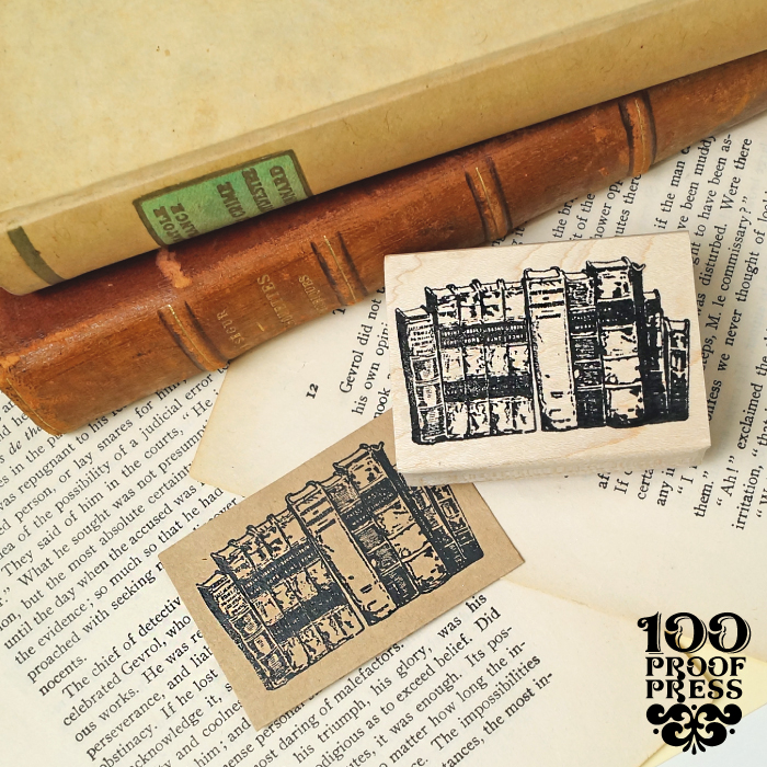 ラバースタンプ 輸入 100Proof Press #5537 Row of Books 並んだ本 スタンプ はんこ 本 洋書 背表紙 | 