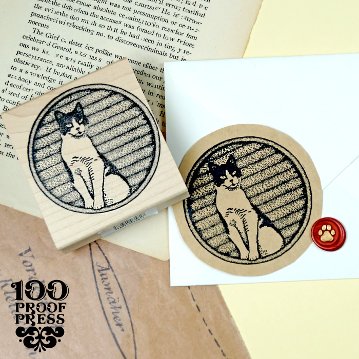 ラバースタンプ 100 Proof Press #6814 Cat in a Circle サークルの中のネコ 輸入 スタンプ かわいい おしゃれ アニマル はんこ 猫 ネコ | 