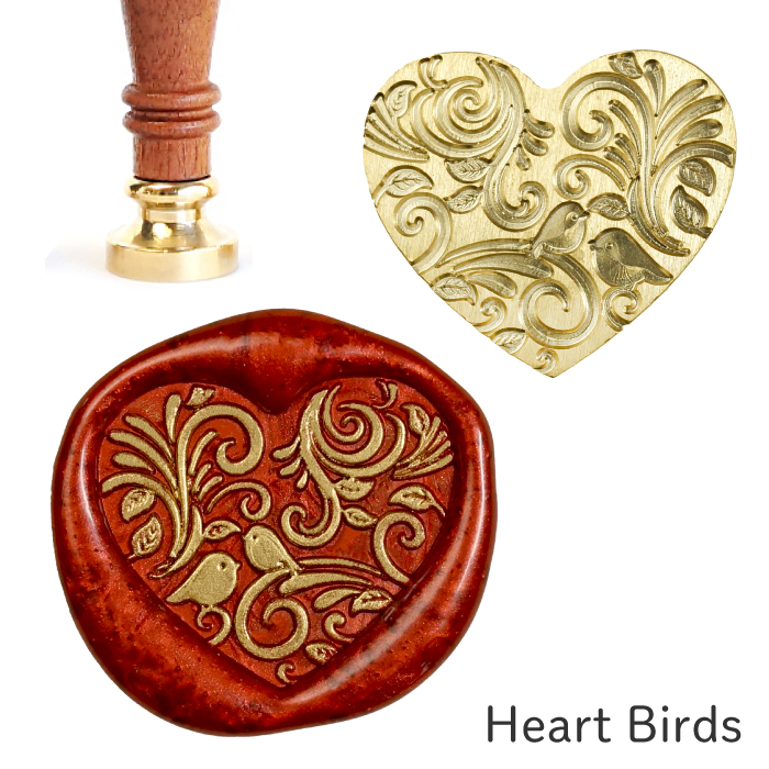 シーリングスタンプ ヘッド ＜ Heart Birds ＞ ハート型 変形 鳥 adesso 交換用 スタンプヘッド シーリングワックス 封蝋 | 