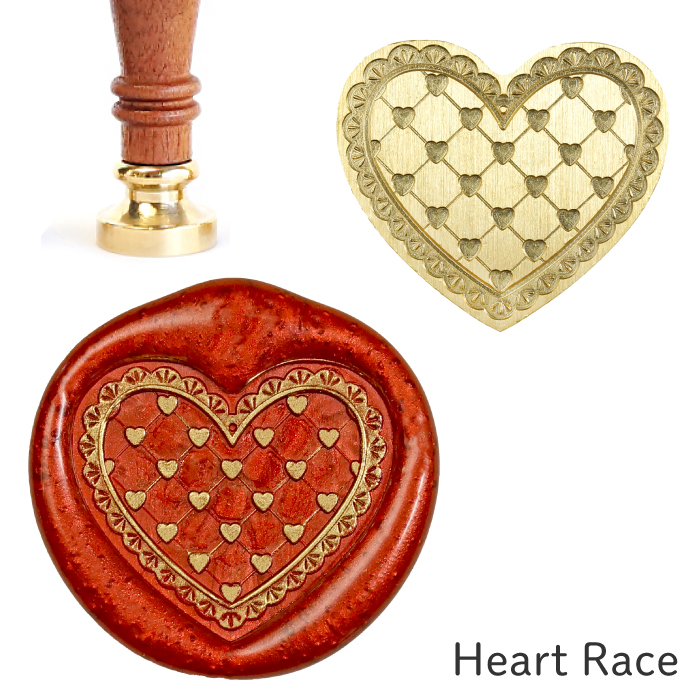 シーリングスタンプ ヘッド ＜ Heart Race ＞ ハート型 変形  adesso 交換用 スタンプヘッド シーリングワックス 封蝋 | 