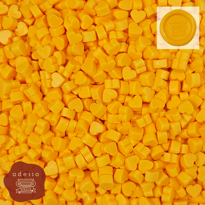 シーリングワックス 黄色 ＜ Honey Yellow ＞ ハニーイエロー シーリングスタンプ ワックス 20g ハート型 ビーズ ピルタイプ 単品 【Prodused by adesso】 封蝋 | 