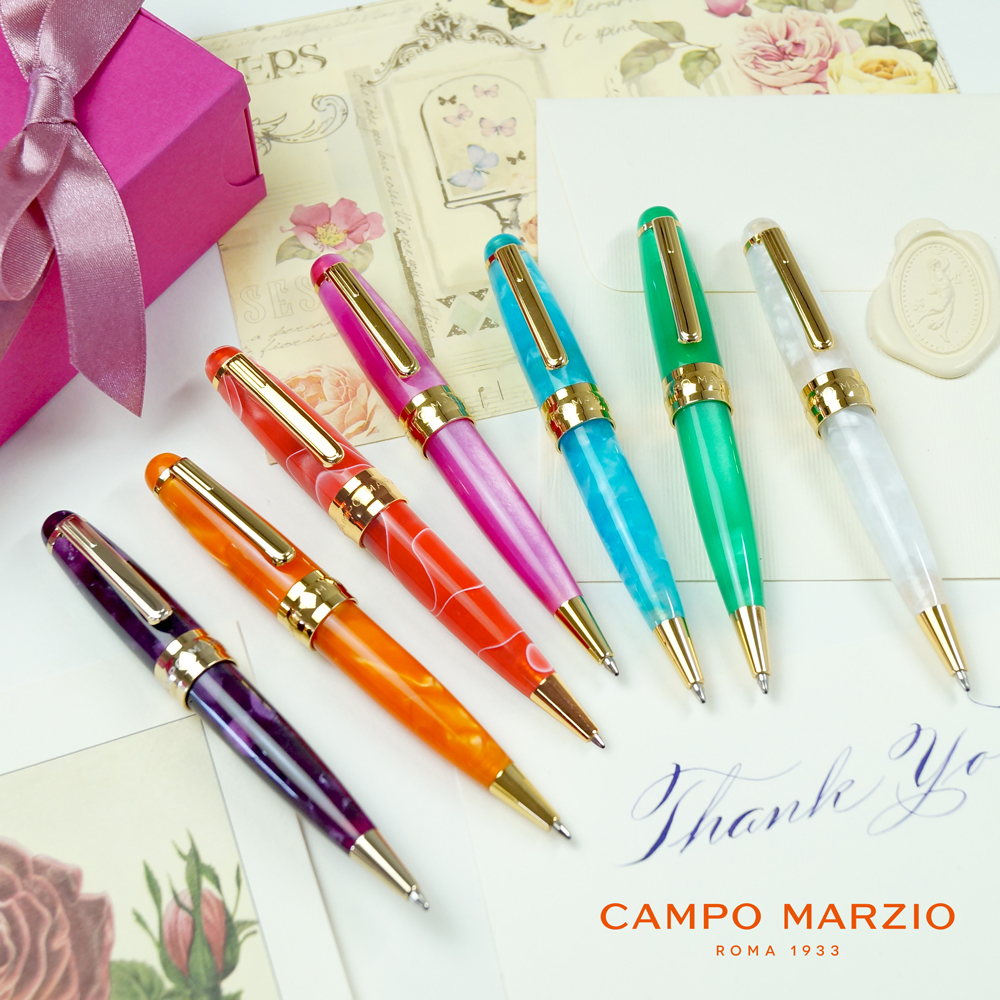 ボールペン CAMPO MARZIO LADY 筆記具 ミニサイズ セルロイド調 マーブル カンポマルツィオ 女性 ギフト