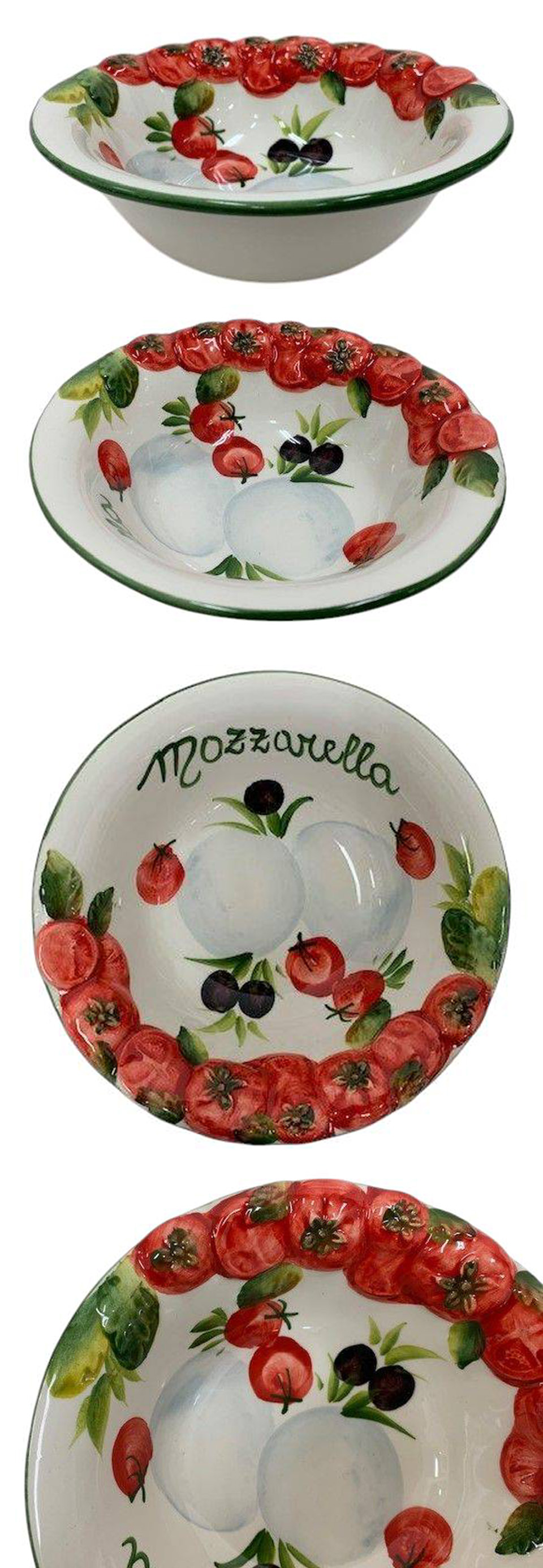 丸皿 ボウル 中皿 トマト 絵付け 染付 陶器 洋食器 イタリア : 艶姿