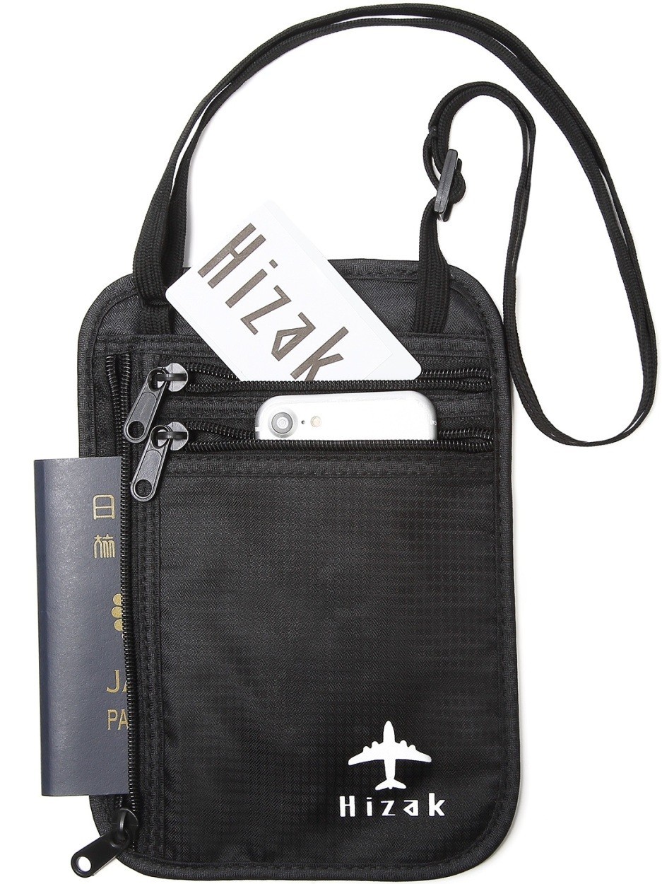 Hizak パスポートケース 首下げ スキミング防止 海外旅行 便利グッズ トラベルポーチ RFID 防犯