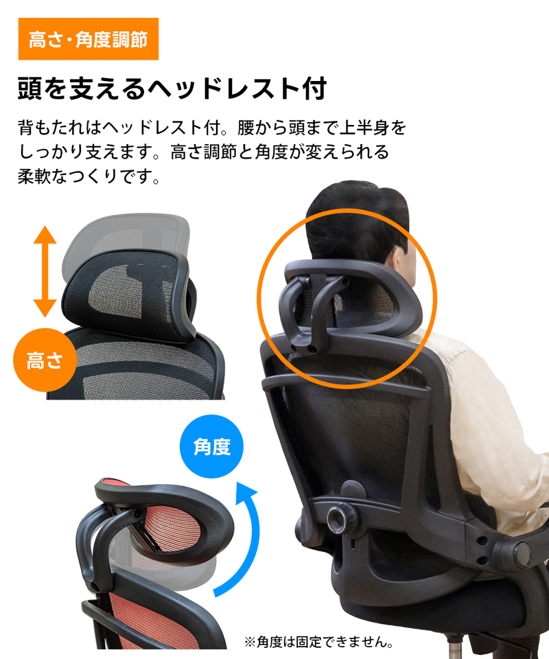 オフィスチェアー メッシュ地 Monarch デスクチェア ハイバック ヘッドレスト 座面昇降式 肘掛け ランバーサポート 跳ね上げ式 アームレスト PUキャスター