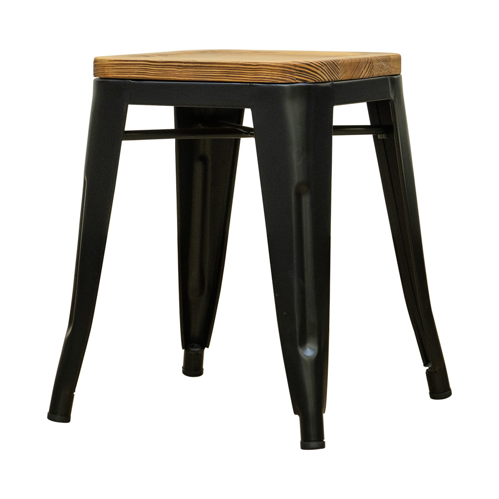 スツール 椅子 ヴィンテージ風スタイル 重ねて収納可  座面高約45cm スチール 天然木座面｜adhoc-style｜02