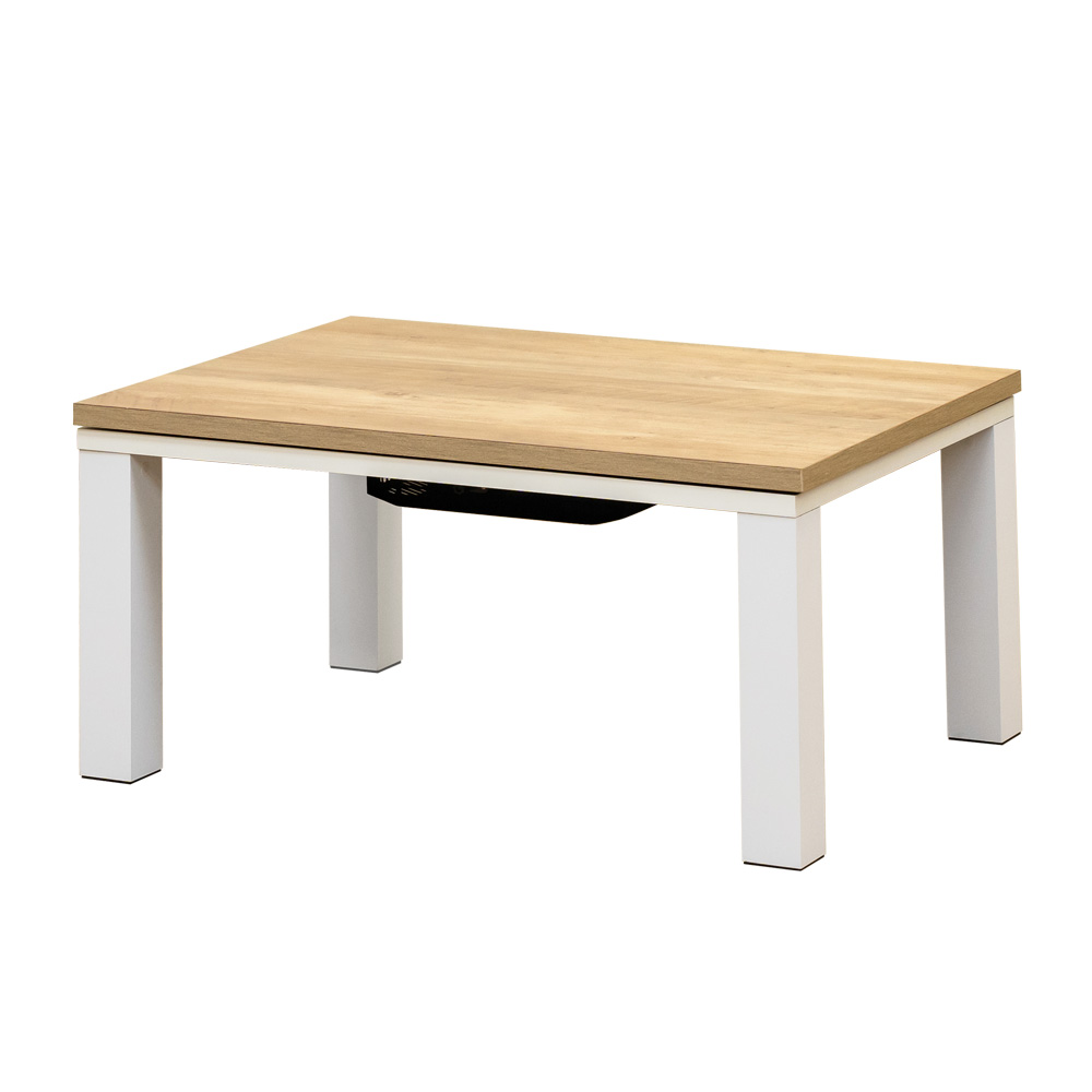 こたつ 80cm×60cm 木目柄 300W コンパクトサイズ 長方形 木製 こたつテーブル
