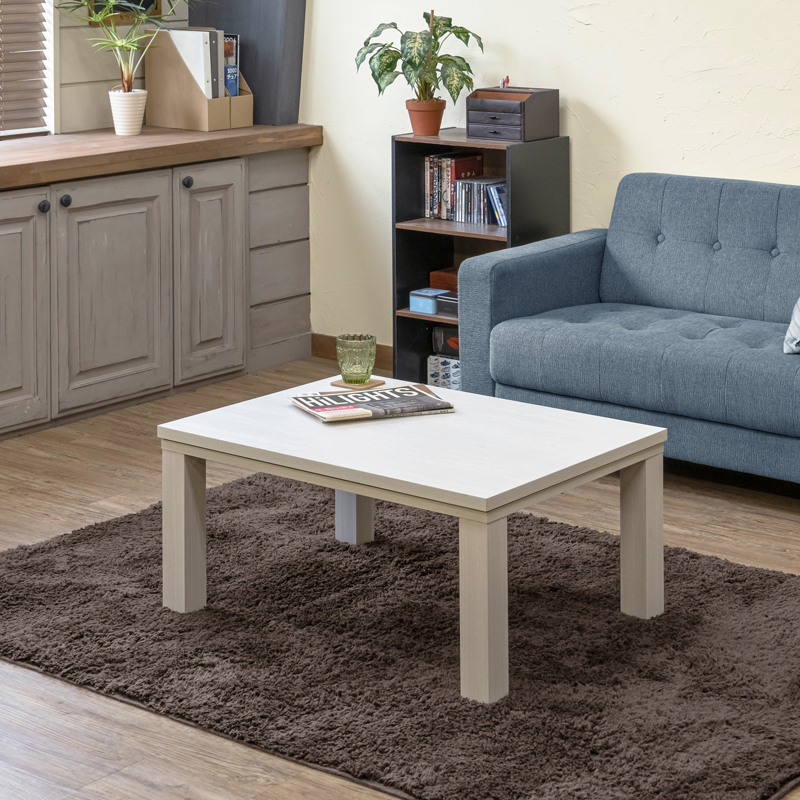 こたつテーブル 80cm×60cm 木目柄 300W コンパクトサイズ 長方形 木製