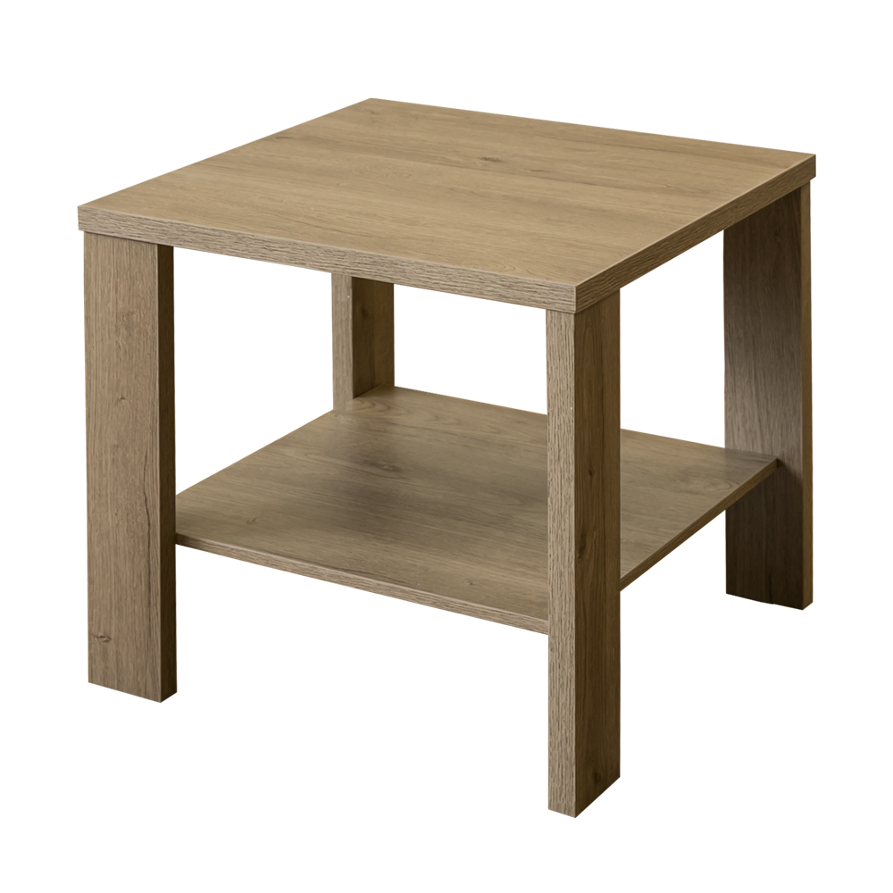 サイドテーブル 棚付 50cm幅 正方形 木製 センターテーブル 木目柄