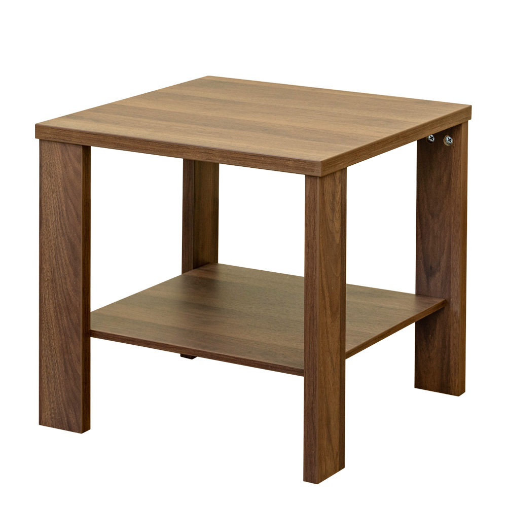 サイドテーブル 棚付 50cm幅 正方形 木製 センターテーブル 木目柄 大理石柄 正方形