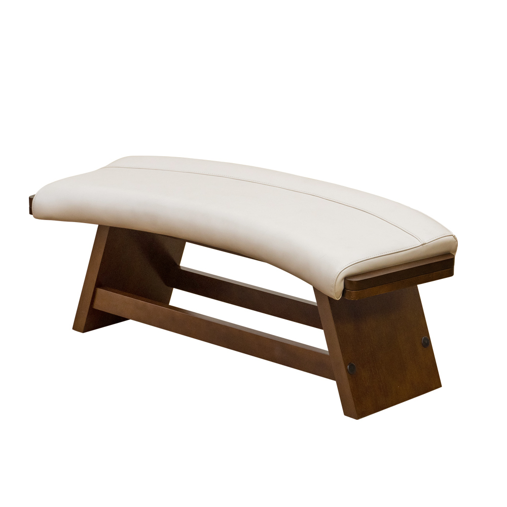 ダイニングベンチ 120cm幅 長椅子 天然木製 合皮シート 扇形 半円 : lt 