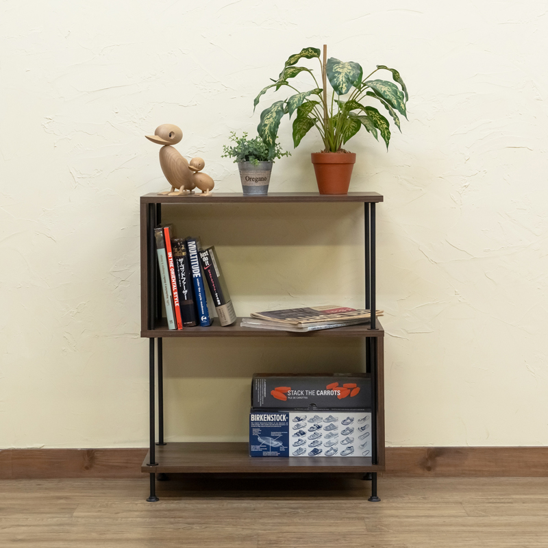 Grant S字3段ラック 60cm PLY-04 オープン スチール ディスプレイラック ロータイプ ヴィンテージ