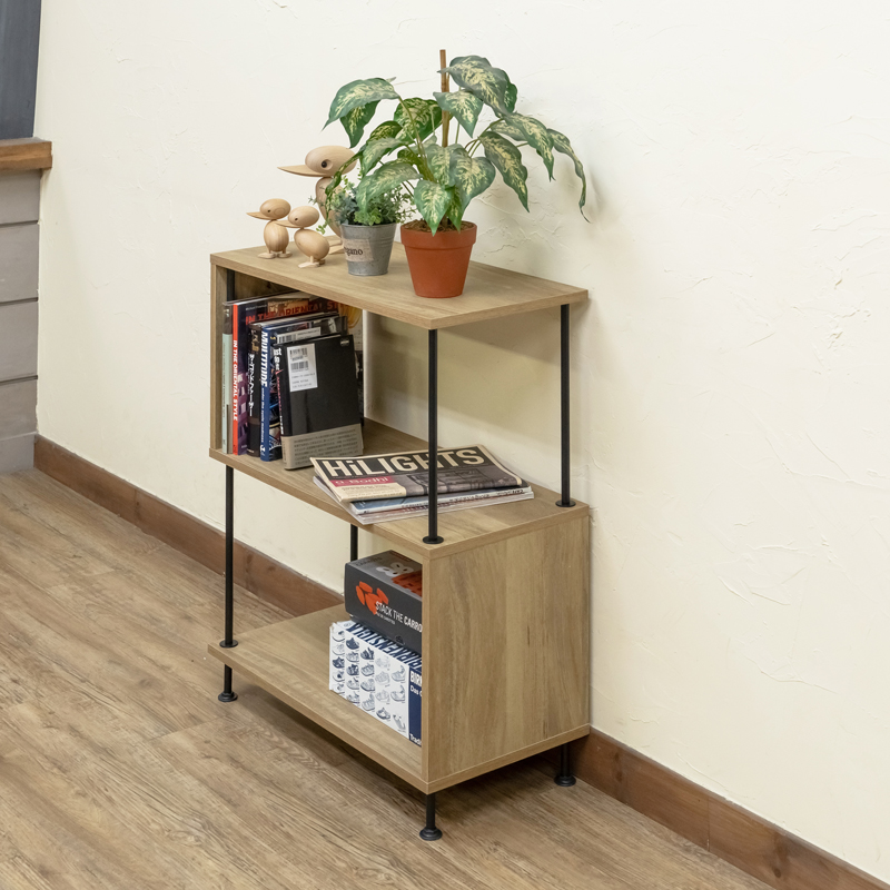 Grant S字3段ラック 60cm PLY-04 オープン スチール ディスプレイラック ロータイプ ヴィンテージ