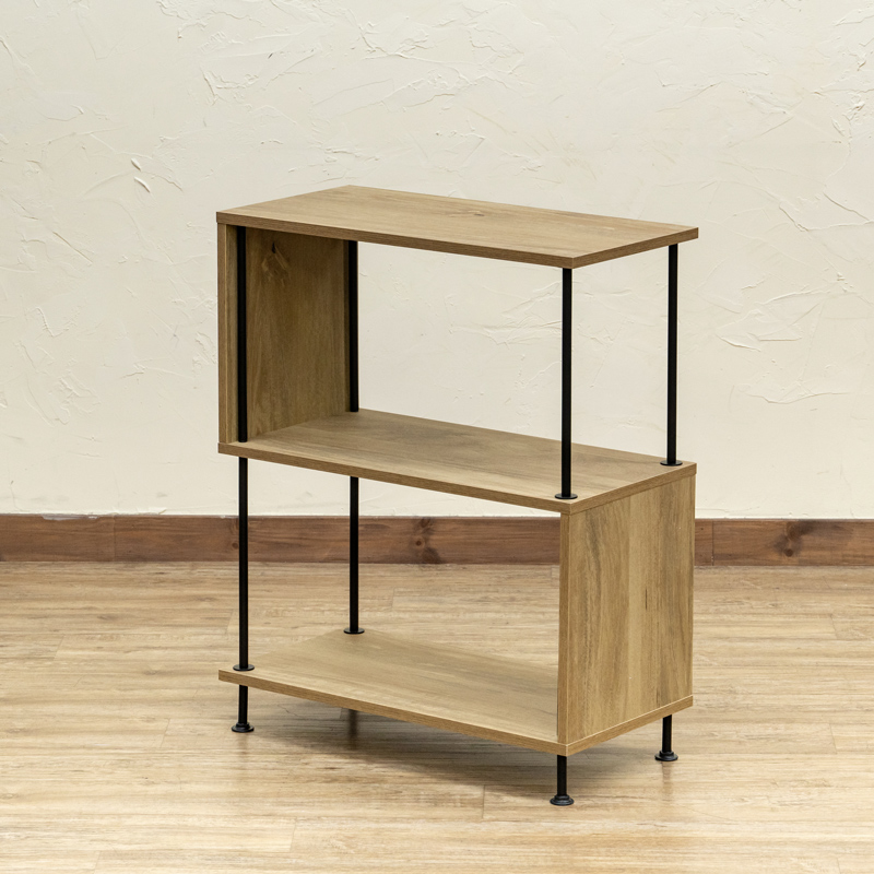 Grant S字3段ラック 60cm PLY-04 オープン スチール ディスプレイラック ロータイプ ヴィンテージ